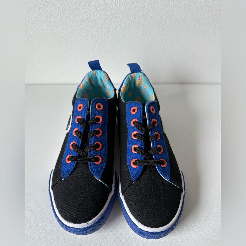 Dragon Ball Z Ground Up Black and Blue Sneakers with Orange‎ Details.